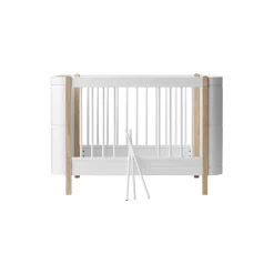 Wood Mini+ tremmeseng ekskl. junior kit 68x122 cm, hvid/eg