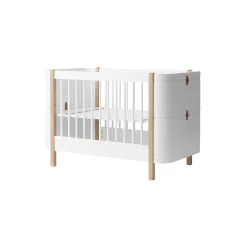 Wood Mini+ tremmeseng ekskl. junior kit 68x122 cm, hvid/eg