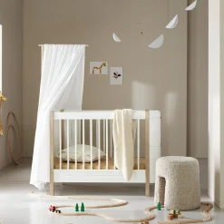 Wood Mini+ tremmeseng inkl. junior kit 68x122/162 cm, hvid/eg