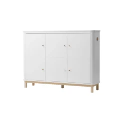 Wood multiskab 3 døre, hvid/eg