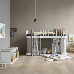 Wood Original halvhøj seng 90x200 cm, hvid/eg