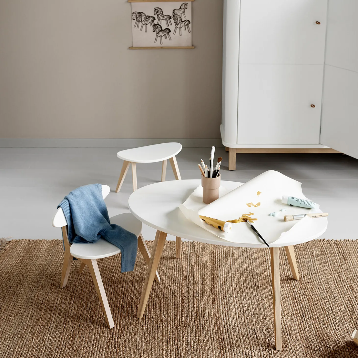 Wood PingPong stol, hvid/eg