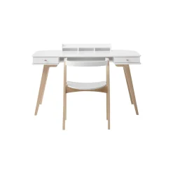 Wood skrivebord 66 cm & armstol sæt, hvid/eg