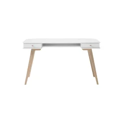 Wood skrivebord 66 cm, hvid/eg