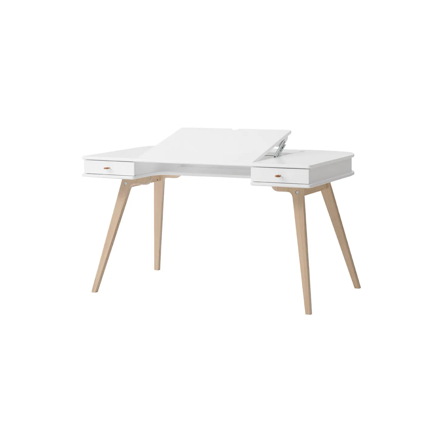 Wood skrivebord 66 cm, hvid/eg