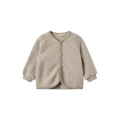 Wool Fleece Cardigan Kari, khaki melange