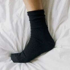 Wool Rib Socks, black