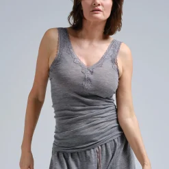 Woollen Lacey Top, grey melange