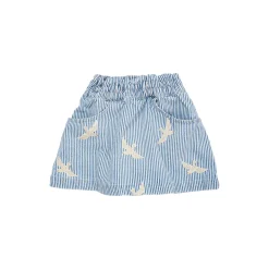 Y/D Twill Skirt w. Embroirdey, denim blue stripe