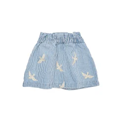 Y/D Twill Skirt w. Embroirdey, denim blue stripe