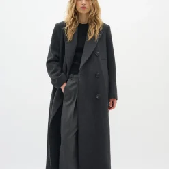 YunahIW Long Coat, dark grey melange
