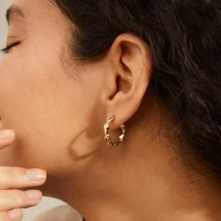 ZION Organic Shaped Hoops Medium, gold plated