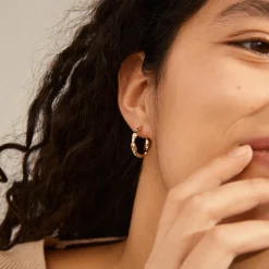 ZION Organic Shaped Hoops Medium, gold plated